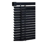 Black PVC Plain Venetian blinds - Metal Headrail & Fittings - 25mm Thin slats Trimmable Easy fit - window Treatment Shutters - Home Offices Blind (Width 225cm x Drop 213cm)