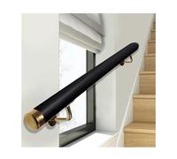 Black PVC Stair Handrail Indoor Wall Mount Banister Hand Railing with Gold Fixing Kit Non-Slip Corridor Support Rod for Home/Kindergarten/Hospital(80cm/2.6ft)