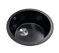 Black Quartz Sink Round Sink Bar Sinks Undermount Sink Apartment Small Sink High Temperature Resistance No Fading (Size : 35CM)