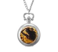 Black Queen African American Sunflower Pocket Watch Vintage Quartz Pocket Watches with Chain for Men Women Silver-Style