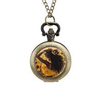 Black Queen African American Sunflower Pocket Watch Vintage Quartz Pocket Watches with Chain for Men Women Coppery-Style