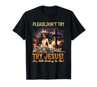Black Queen Afro Please Do Not Try Me Try Jesus Religious T-Shirt