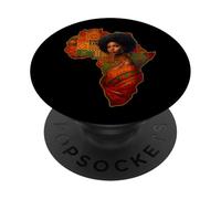 Black Queen Afro Woman African Map Melanin Black History PopSockets Adhesive PopGrip