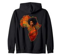 Black Queen Afro Woman African Map Melanin Black History Zip Hoodie