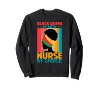 Black Queen by Birth Retro Vintage Style Afro Nurse Nursing Sweatshirt