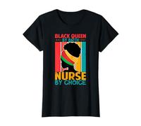 Black Queen by Birth Retro Vintage Style Afro Nurse Nursing T-Shirt
