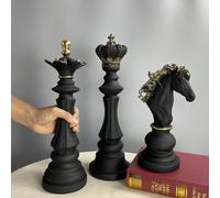 (Black Queen) Chess King Queen Knight Resin Crafts International Chess Statue Sculpture