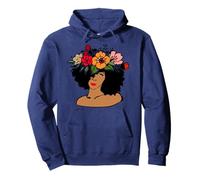 Black Queen Melanin Afro Natural Floral Crown Woman Art Pullover Hoodie