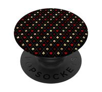Black Queen Of Hearts Spades Diamonds Red Wallpaper Pattern PopSockets Adhesive PopGrip