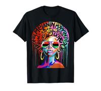 Black Queen Strong Words Afro Art T-Shirt