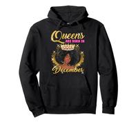 Black Queens are Born In December Birthday Girl Afro Crown Pullover Hoodie