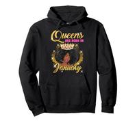 Black Queens are Born In January Birthday Girl Afro Crown Pullover Hoodie