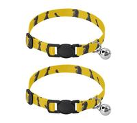 Black Queens Kings Yellow Collar for Kitten, 2 Pack Small Dog Collar with Bell