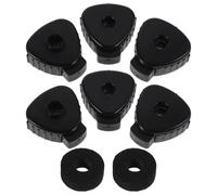 Black Quick Release Cymbal Cap 6 Pack Plastic Nuts for Cymbals | Cotton Cushion Included, Triangular Shape, Suitable for Splash Cymbals, Black Finish