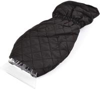 Black Quilted Ice Scraper Glove - Warm Fleece-Lined Mitt With Built-In Snow & Frost Remover For Car Windscreen - 36Cm X 14Cm