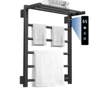 Black Radiator Electric Towel with Thermostat, Wall Mounted Heated Towel Rack, Bathroom Towel Rail Clothes Dryer with Thermostat Stainless Steel Electric Heated Towel Rail