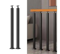 Black Railing Post Kit,Square Stair Baluster Posts with Flat & Adjustable 270° Angle Bracket,Banister Column for Steps,Porch,Balconies,Balcony(Size:100cm/39.4in,Color:2 Pack)