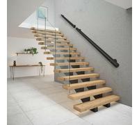 Black Railing Wall Mounted with Stainless Steel Brackets for Indoor/Outdoor Use - Adjustable Length 1.2m to 3m (600cm) - Durable, Stylish Safety Solution