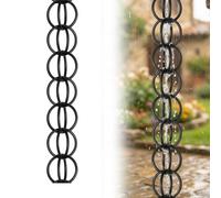 Black Rain Chains for Outside, Adapter Downspout Catcher for Eaves Drainage as Water Feature or Downpipe, Outdoor Decor Black, and Outside Rain Chain for Water Collector