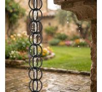Black Rain Chains for Outside, Adapter Downspout Catcher for Eaves Drainage as Water Feature or Downpipe, Outdoor Decor Black, and Outside Rain Chain for Water Collector
