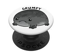 Black Rain Frog, Cute Grumpy Frog PopSockets Swappable PopGrip