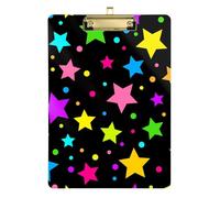 Black Rainbow Color Stars Acrylic Forklift clipboard Standard Letter A4 Size Hard Board for Nursing Student Trade Quest Gold 12x9in Tabla para escribir