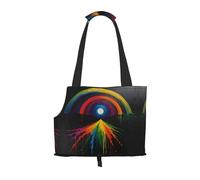 Black Rainbow Oil Painting Printed Portable Foldable pet Shoulder Bag, Suitable for Carrying Small Pets