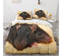 Black Rat Single Duvet Cover Set Cute Animal Bedding Sets 3D Print 3 Pieces Soft Brushed Microfiber Quilt Cover 135x200 cm + 2 Pillowcases with Zipper H151