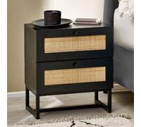 Black Rattan 2 Drawer Bedside Table - Padstow - Julian Bowen