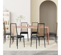 Black Rattan Dining Chairs Set of 6 with Backrest Comfortable Cane Accent Chairs for Kitchen and Living Room Stylish Home Seating