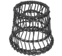 Black Rattan Pendant Lampshade for Ceiling Lamp, Modern Retro Decor | Woven Metal Design, Soft Light Effect, Decorative Accent for Loft Dining Spaces, Bulb Not Included