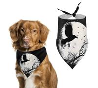 Black Raven Crow Bird Under The Moon Pet Bandana Dogs Triangle Scarf Cats Handkerchief Puppy Costume