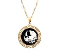 Black Raven Crow Bird Under The Moon Women's Necklaces Round Long Alloy Pendant Necklace Minimalist Tiny Jewelry Gift Golden-style