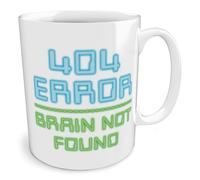 Black Raven Design - 404 Error Brain Not Found, Ceramic Mug, 11fl oz