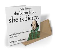 Black Raven Design - And Though She Be But Little, She Is Fierce., Greetings Card 135mm Sq