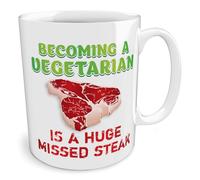 Black Raven Design - Becoming a Vegetarian is a Huge Missed Steak, Ceramic Mug, 11fl oz