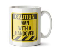 Black Raven Design - Caution, Man with A Hangover - Funny Male Friend, Coworker Gift Mug, Ceramic, 11fl oz