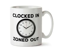 Black Raven Design - Clocked in, Zoned Out - Funny Colleague, Joke Student Gift Mug, Ceramic, 11fl oz