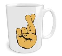 Black Raven Design - Crossed Fingers, Ceramic Mug, 11fl oz