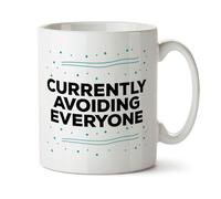 Black Raven Design - Currently Avoiding Everyone - Funny Student, Joke Introvert Gift Mug, Ceramic, 11fl oz