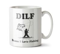 Black Raven Design - DILF, Damn I Love Fishing - Funny Dad Gift Mug, Ceramic, 11fl oz