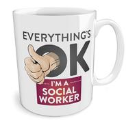 Black Raven Design - Everything's OK I'm a Social Worker, Ceramic Mug, 11fl oz