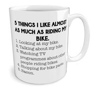 Black Raven Design - Five Things I Like Almost as Much as Riding My Bike., Ceramic Mug, 11fl oz