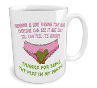 Black Raven Design - Friendship is Like Pissing Your Pants. | Pink, Ceramic Mug, 11fl oz