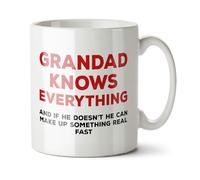 Black Raven Design - Grandad Knows Everything... - Funny Father's Day, Grandparent Gift Mug, Ceramic, 11fl oz