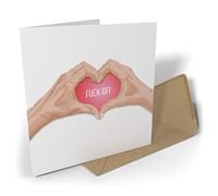 Black Raven Design - Hands Heart | Fuck Off, Greetings Card 135mm Sq