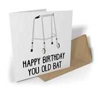 Black Raven Design - Happy Birthday You Old Bat | Zimmer Frame, Greetings Card 135mm Sq