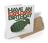 Black Raven Design - Have an Explosive Birthday - Hand Grenade, Greetings Card 135mm Sq