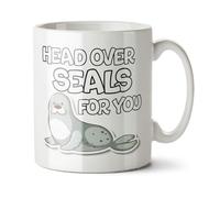 Black Raven Design - Head Over Seals for You - Funny Spouse, Partner Pun Gift Mug, Ceramic, 11fl oz