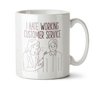 Black Raven Design - I Hate Working Customer Service - Funny Retail Colleague Gift Mug, Ceramic, 11fl oz